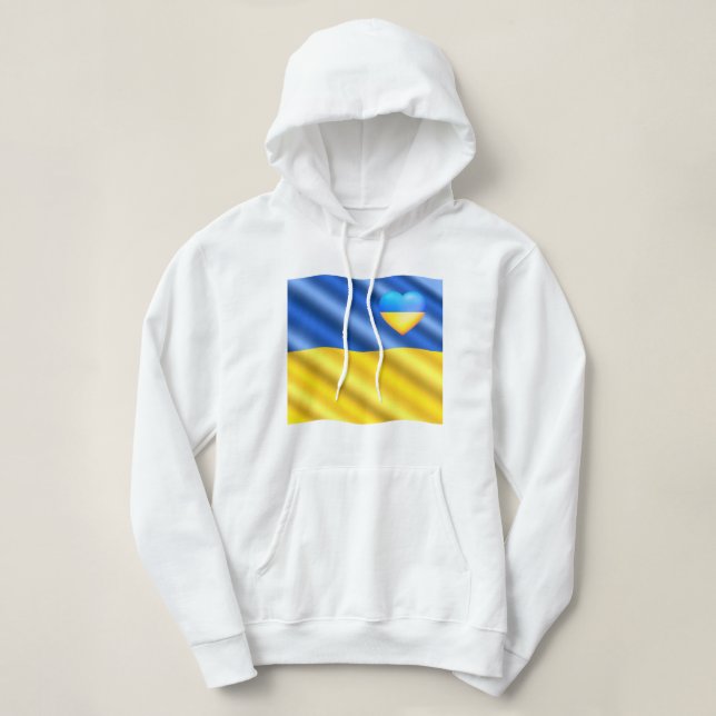 Support Ukraina Hoodie Ukrainas Flagga Heart T Shirt (Design framsida)