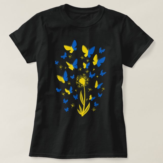 Support Ukraina jag står med Ukraina Women Butterf T Shirt (Design framsida)