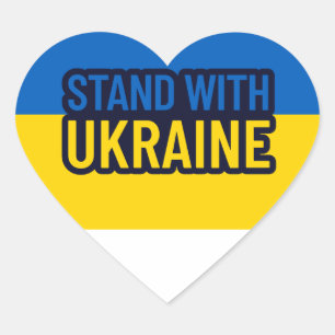 Support Ukraina jag står på Ukrainas sida Hjärtformat Klistermärke