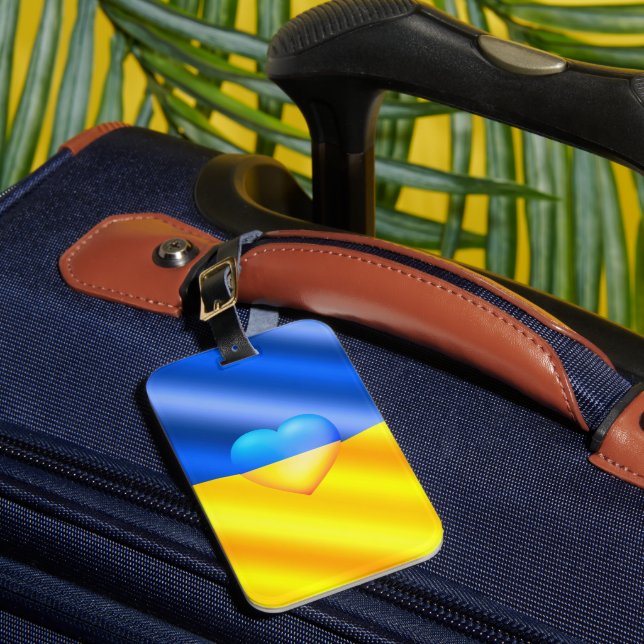 Support Ukraina Luggage Tag (ukrainsk Flagga) Bagagebricka (Framsida Insitu 1)