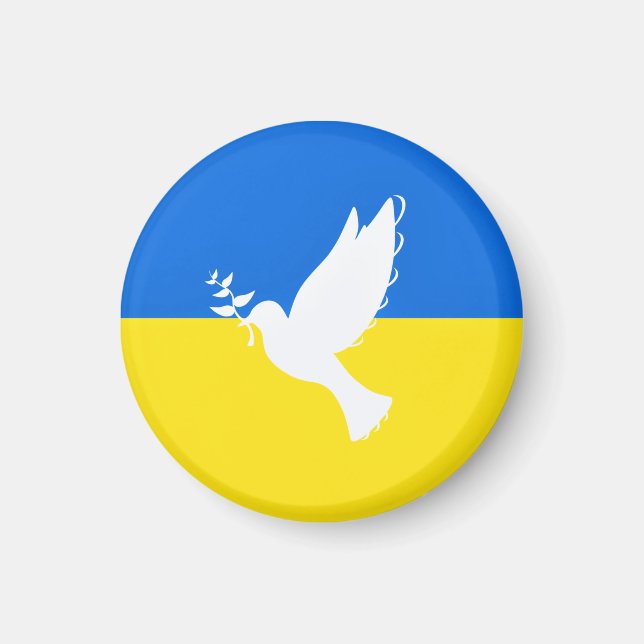 Support Ukraina Magnet Peace Dove Ukrainska Flagga (Framsidan)