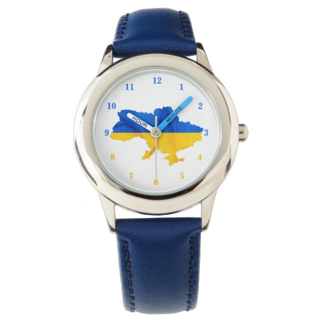 Support Ukraina Watch Ukrainska Flagga Karta Armbandsur (Framsida)
