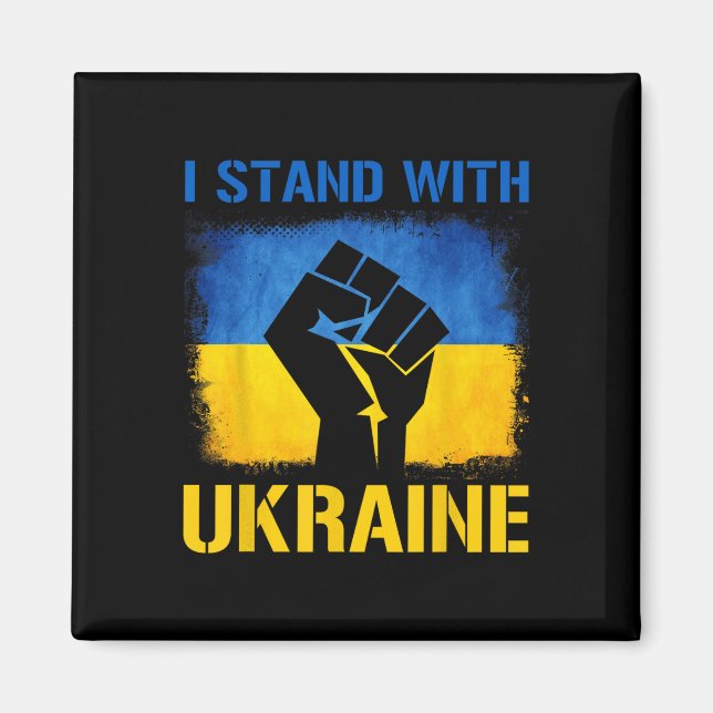 Support Ukraine Flag I Stand With Ukraine  Magnet (Framsidan)