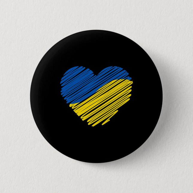 Support Ukraine Heart Ukrainian Flag  Knapp (Framsida)