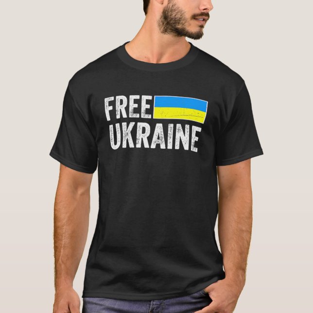 Support Ukraine I Stand With Ukraine Flag Free Ukr T Shirt (Framsida)