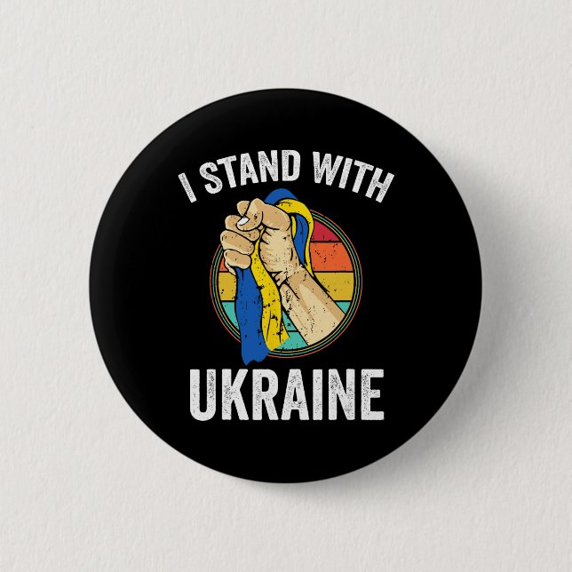 Support Ukraine I Stand With Ukraine Retro Ukraini Knapp (Framsida)