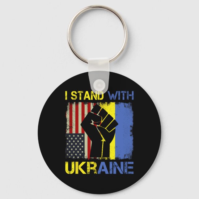 Support Ukraine I Stand With Ukraine Ukrainian Fla Nyckelring (Framsida)