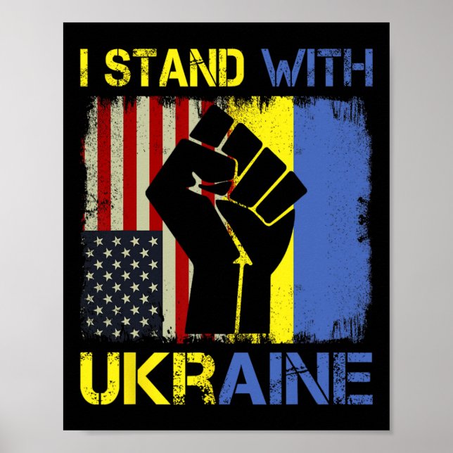 Support Ukraine I Stand With Ukraine Ukrainian Fla Poster (Framsidan)