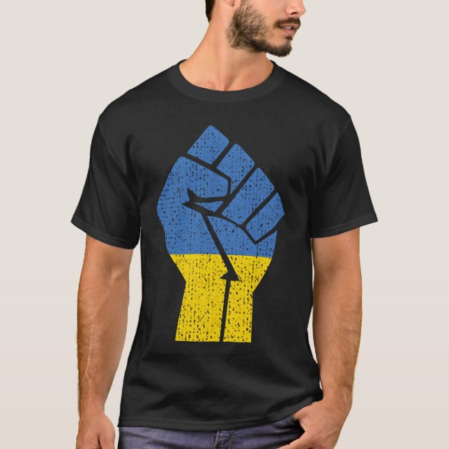 Support Ukraine Stand With Ukraine Ukrainian Flag  T Shirt (Framsida)