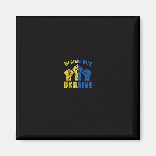 Support Ukraine - We Stand With Ukraine Flag Desig Magnet (Framsidan)