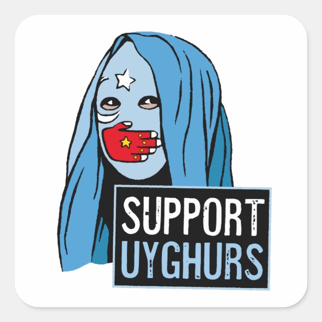 Support Uyghurs Fyrkantigt Klistermärke (Framsida)