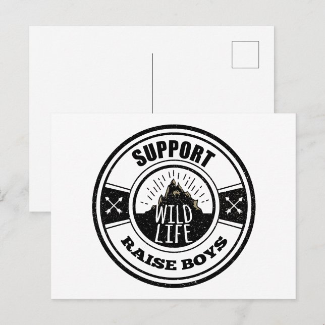 Support Vilda djur Raise Boys Vykort (Fram/baksida)