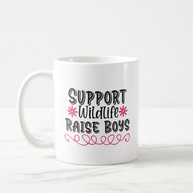 Support Wildlife, Raise Boys Kaffemugg (Vänster)
