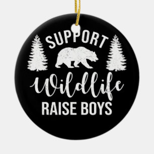 Support Wildlife Raise Boys Sons Funny Mamma Pappa Julgransprydnad Keramik