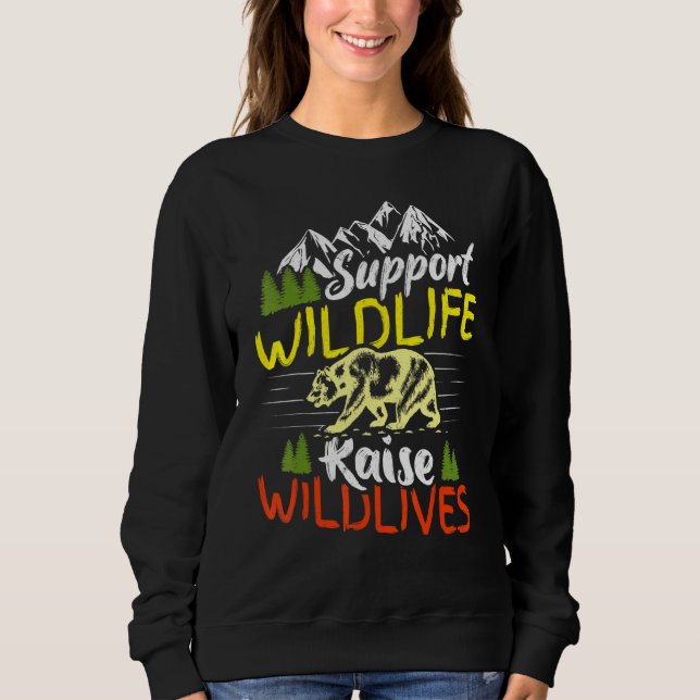 Support Wildlife Raise Boys Vild Kids Mamma Pappa  T Shirt (Framsida)