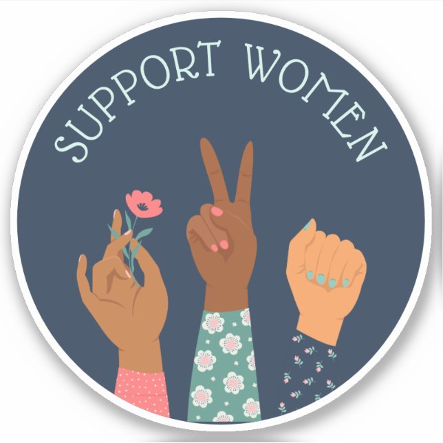 "Support Women" Feminist Klistermärken (Framsida)