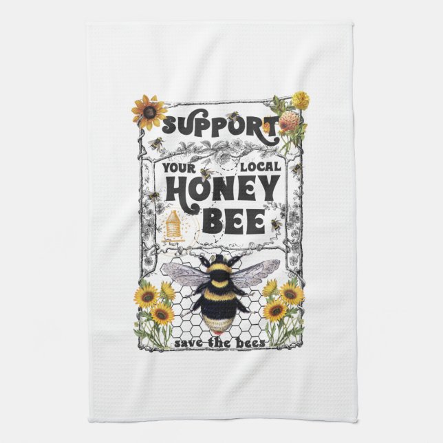 Support Your Local Honey Bee - Kitchen Towels Kökshandduk (Vertikal)