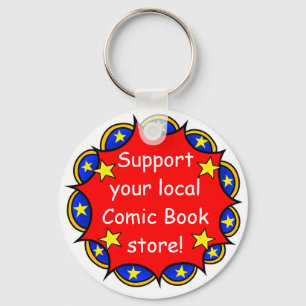 "Support Your Local Tecknad Bok Store"-nyckelkedja Nyckelring