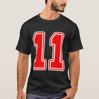 Supporter till röd sportstajm nummer 11 t shirt