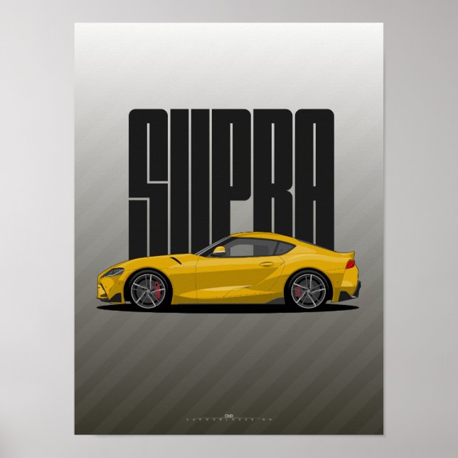 Supra MK5 - Gult - sportbil Poster (Framsidan)