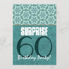 SUPRISE 60:e Födelsedagsfesten Aqua and Teal Templ Inbjudningar