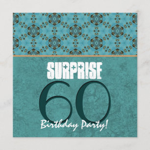 SUPRISE 60:e Födelsedagsfesten Aqua and Teal Templ Inbjudningar