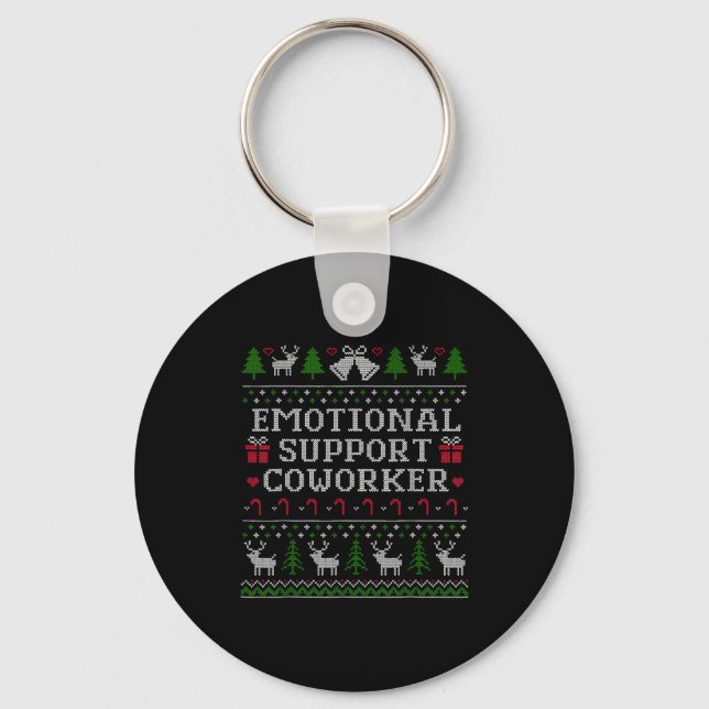 Suprt Coworker Retro Ugly Christmas Saying Quote  Nyckelring (Framsida)