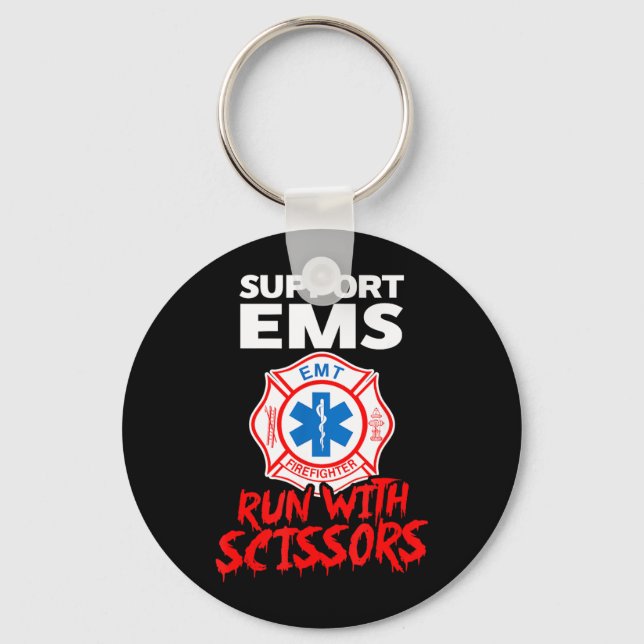 Suprt EMS Springa med sax Halloween ambulanssjukvå Nyckelring (Framsida)