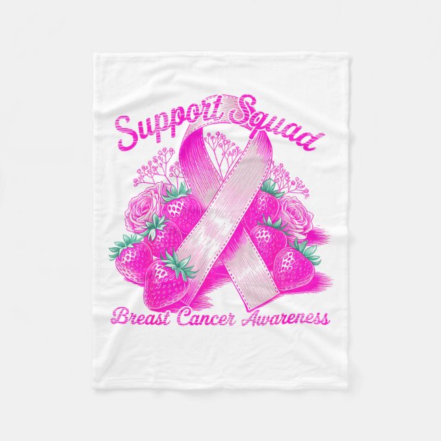 Suprt Squad Breast Cancer Awareness Nk Ribbon Wome Fleecefilt (Framsidan)