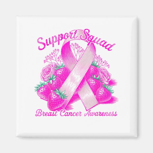 Suprt Squad Breast Cancer Awareness Nk Ribbon Wome Magnet (Framsidan)