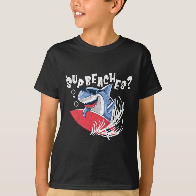 Supstränder Funny Shark Summer Beach Älskare Meme  T Shirt (Framsida)