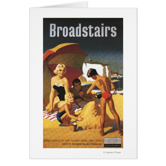 Sur British Railways Family on Beach Hälsningskort (Framsidan)