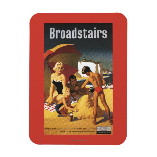Sur British Railways Family on Beach Magnet (Vertikal)
