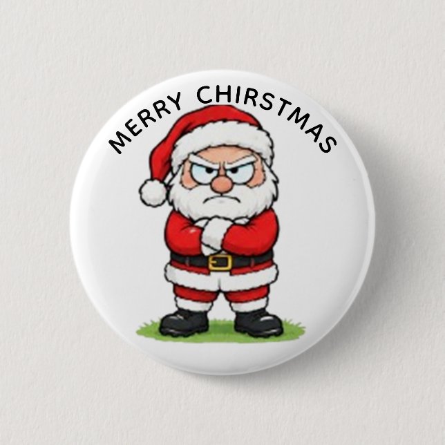 SUR grinig TOMTE, GOD JUL Knapp (Framsida)