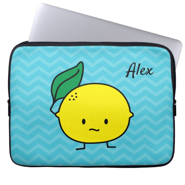 Sur gul citronaktig citronlövcitrusfrukt laptop fodral (Framsidan)