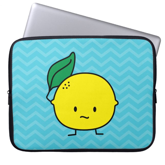 Sur gul citronaktig citronlövcitrusfrukt laptop sleeve (Framsidan)