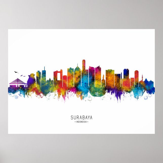 Surabaya Indonesia Skyline Poster (Framsidan)