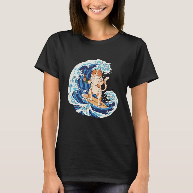 Surande katt och sushi-katt t shirt (Framsida)