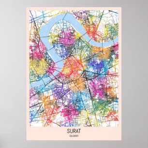 Surat Gujarat City Karta Poster