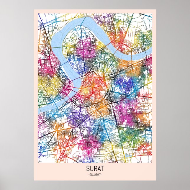 Surat Gujarat City Karta Poster (Framsidan)