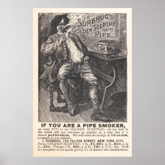 Surbrugs gyllene skvallerpiptobak från 1892 poster
