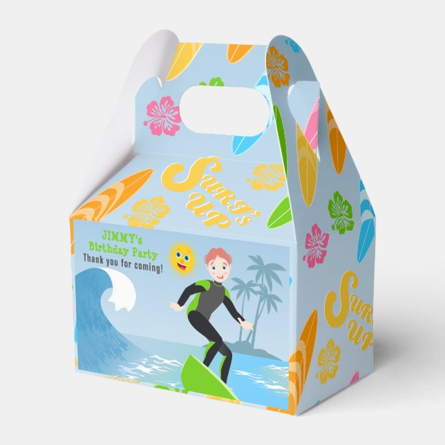 Surf är igång killes födelsedagsfest presentaskar (Framsidan Sidan)