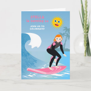 Surf är igång Tjejig födelsedagsfest Inbjudan