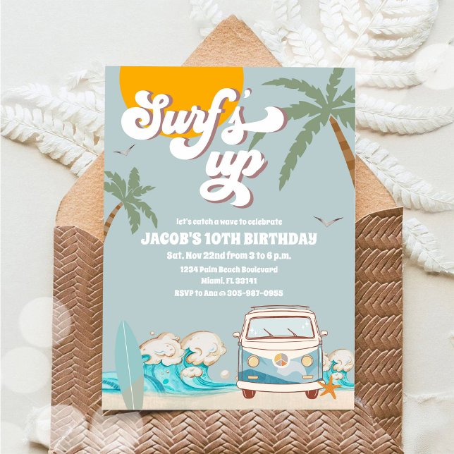 Surf är Up Beach Födelsedagsinbjudan Inbjudningar (Skapare uppladdad)