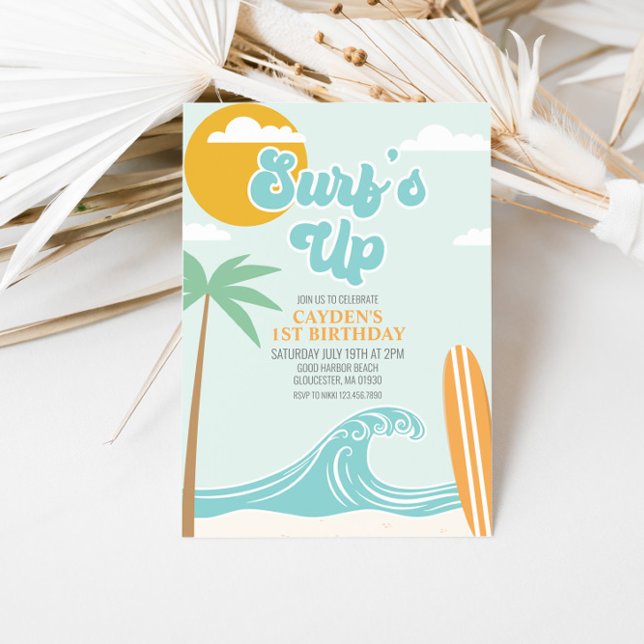 Surf är Up Beach Födelsedagsinbjudan Inbjudningar (Skapare uppladdad)