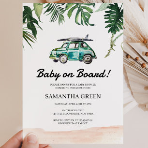 Surf Babyshower Inbjudningar