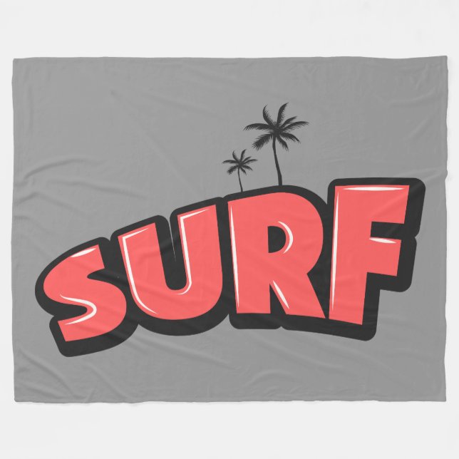 Surf, bara surf. I rött och grått Fleecefilt (Framsidan (Horisontell))