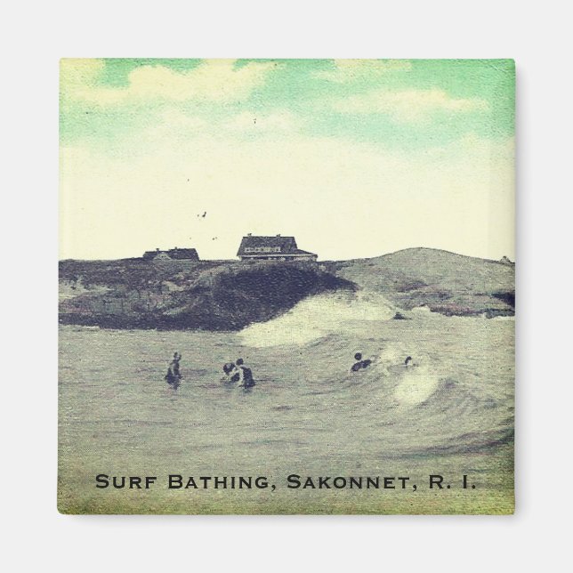 Surf Bathing, Sakonnet, RI (Warren's Point, LC) Magnet (Framsidan)