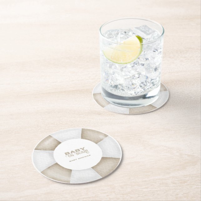 Surf Board Baby Shower Custom Underlägg Papper Rund (Insitu)