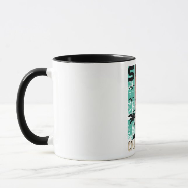 Surf California palm tree beach design Mug Mugg (Vänster)